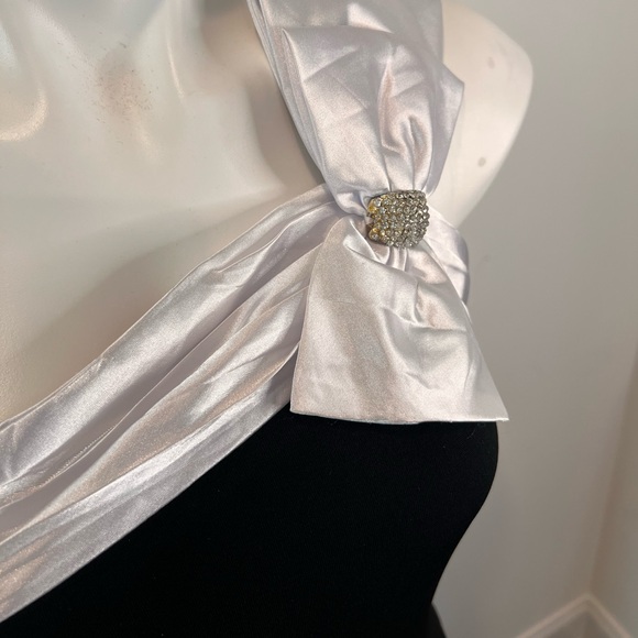 Black One Shoulder Long Formal Dress - Stretch - Picture 4 of 9